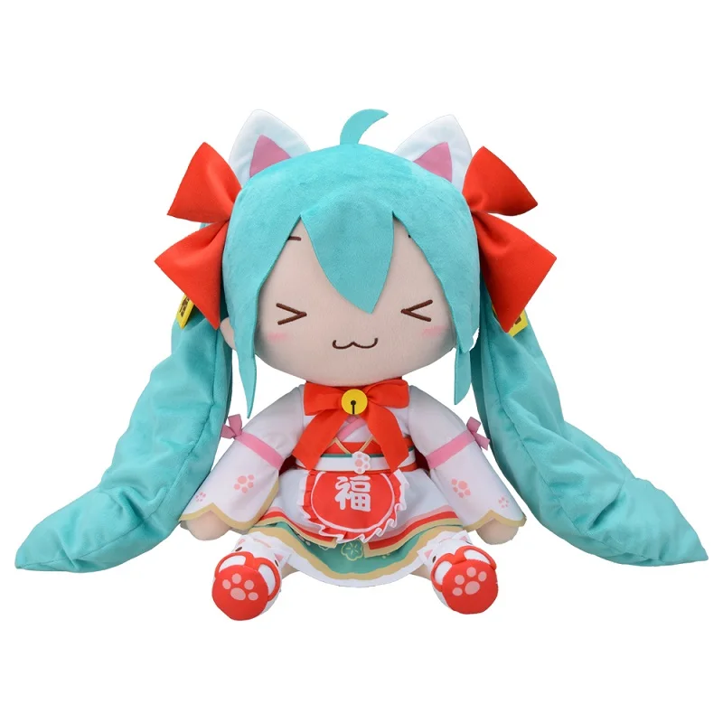 

SEGA Hatsune Miku Lucky Cat Fortune Cat LL Fufu Plush Doll Peripheral Toy Gift Model Collection Hobby