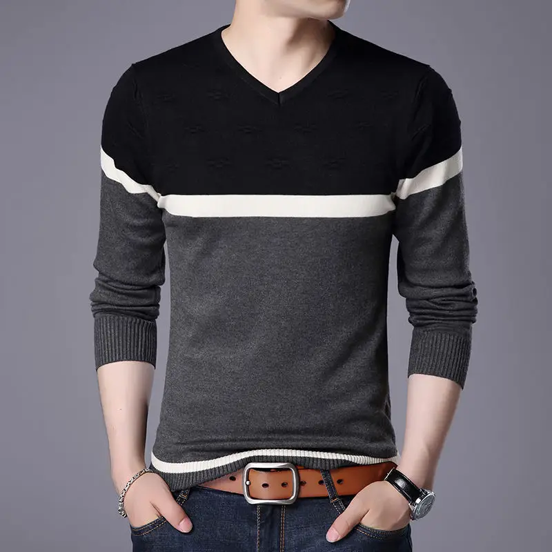 

Men's Sweater Spring Autumn Cotton Knitted Pullover for Men Clothing Male Slim Bottoming Shirt Casual Fashion Sweaters Q297
