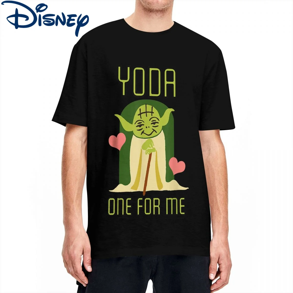 

Потрясающие мужские хлопковые футболки с принтом «Звездные войны» Yoda One For Me, футболки с короткими рукавами на День святого Валентина, летня...