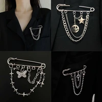 fashion vintage women men butterfly star brooches chains exquisite metal trendy unisex badges corsage retro brooch pin jewelry