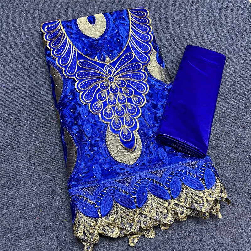 2.5 y lace  +2.5 y Perfume Bazin Riche Brode +collar embroidery African  fabrics Tulle cord Lace popular Dubai style XM091401