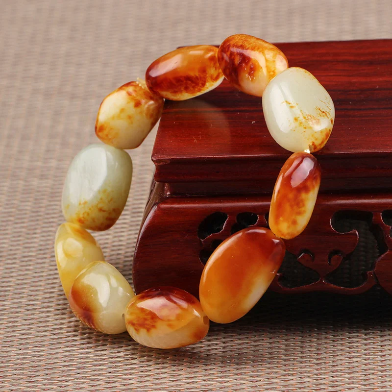 

Natural Raw Jade Stone With Skin Nephrite Bracelet Men Women Real Chinese Hetian Jades Original Stones Jewelry Amulet Bracelets