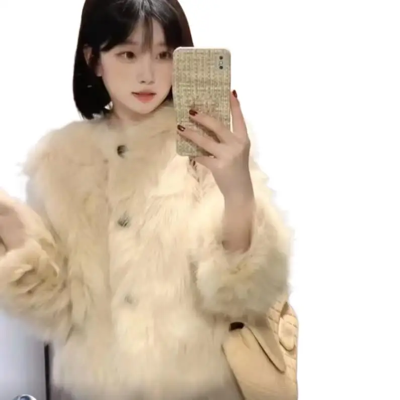 

Женская одежда 2023, короткое пальто из искусственного меха лисы, новинка зимы 1029