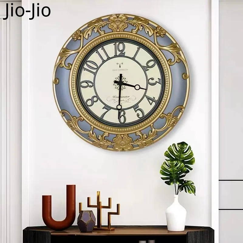 

European Style Wall Clock Resin American Retro Silent Clock Fashion Creative Clock Modern Wall Watch Quartz Clock Home Decor