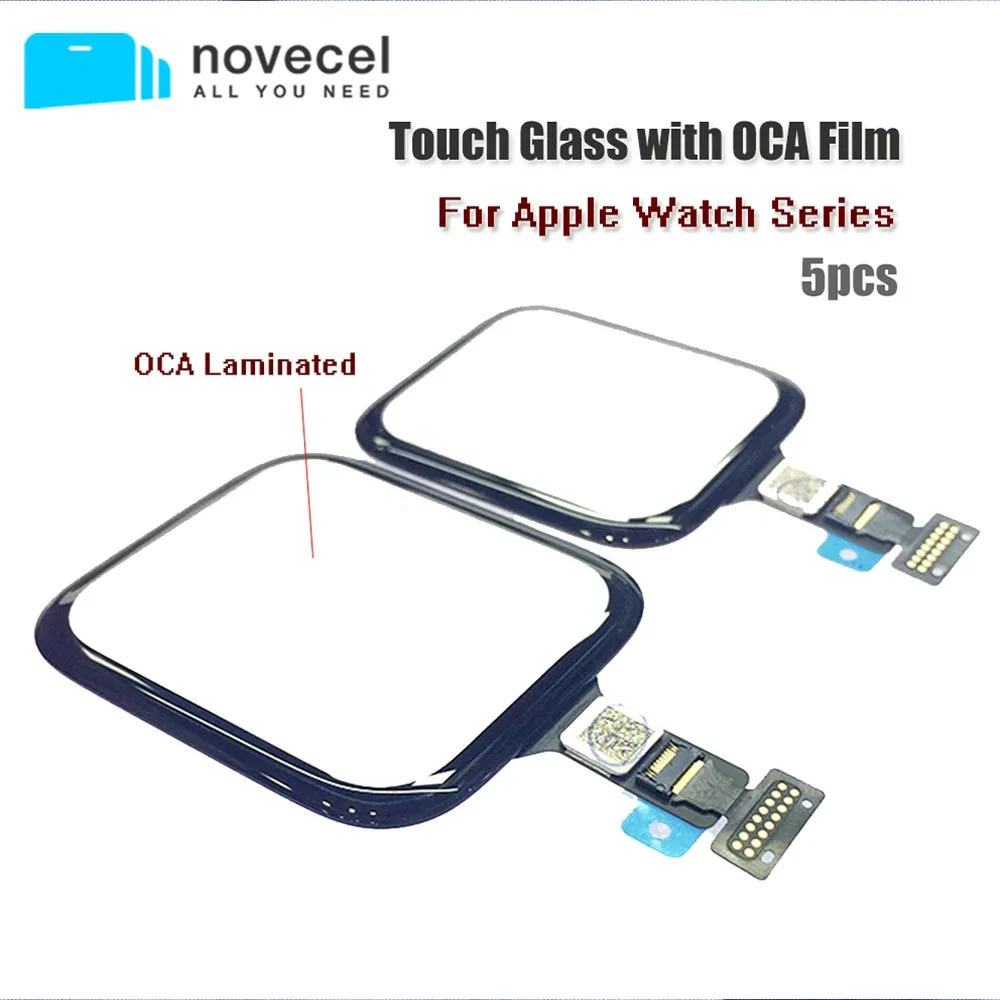 

Дигитайзер сенсорного экрана для Apple Watch Series 6 5 4 3 2 1 SE, ЖК-сенсорная панель с датчиком, переднее внешнее стекло с клеем OCA, 5 шт.