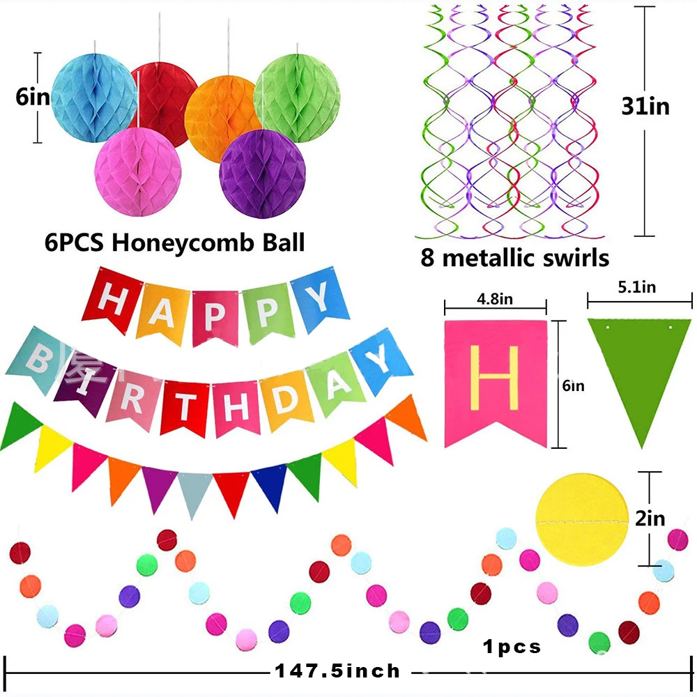 Набор фонарей для дня рождения декоративные бумажные помпоны цветочные сотовые