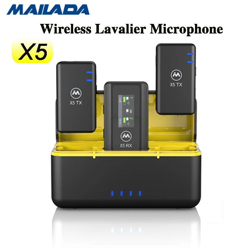 Беспроводной петличный микрофон MAILADA X5 для интервью, Vloging, прямая трансляция, подключи и работай с зарядкой, искусственный микрофон VS Hollyland M1