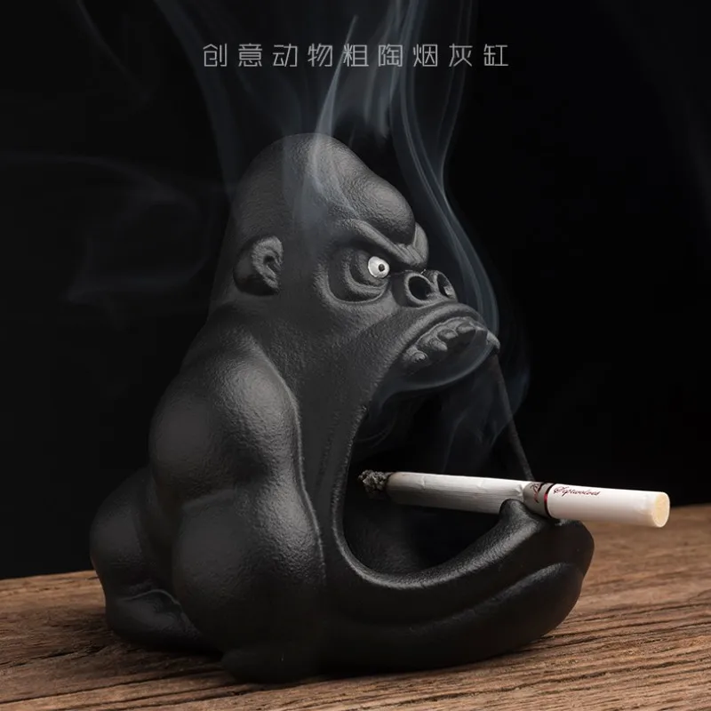 Orangutan Anti-fly Ash Ceramic Ashtray Cute Cartoon Small Animal Ashtray Smoking Accessories Lighters Household Merchandises 4