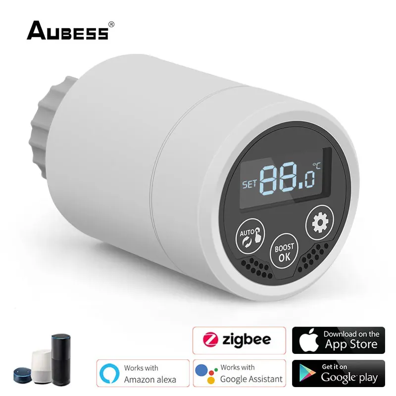 

Умный привод радиатора Aubess ZigBee, программируемый термостат, клапан радиатора, дистанционное Голосовое управление, работает с Alexa Google Home