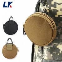 outdoor mini tactical edc pouch key coin earphone holder military zipper pocket round components bags with carabiner sport bags