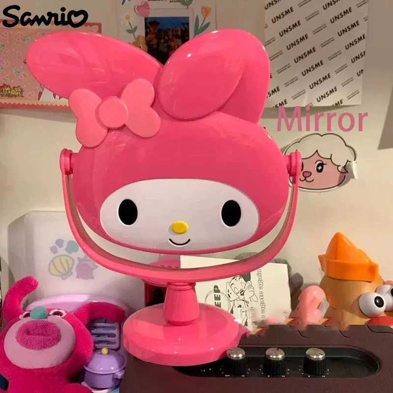 Зеркало Sanrio My Melody, кавайное мультяшное новое косметическое зеркало с откидной крышкой и высокой столешницей, домашнее аниме украшение, косметические инструменты