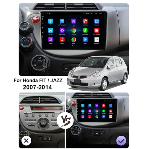 2Din 4G Android 16 WiFi DSP CarPlay Автомобильный стерео радио Мультимедийный видеоплеер для HONDA FIT JAZZ LHD 2007-2014 Навигация GPS