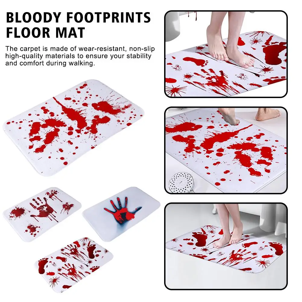 

Halloween Door Mat Water-absorbent Anti-slip Blood Footprint Household Accessories Mat Bedroom Door Decoration Bloodstain I0Q0