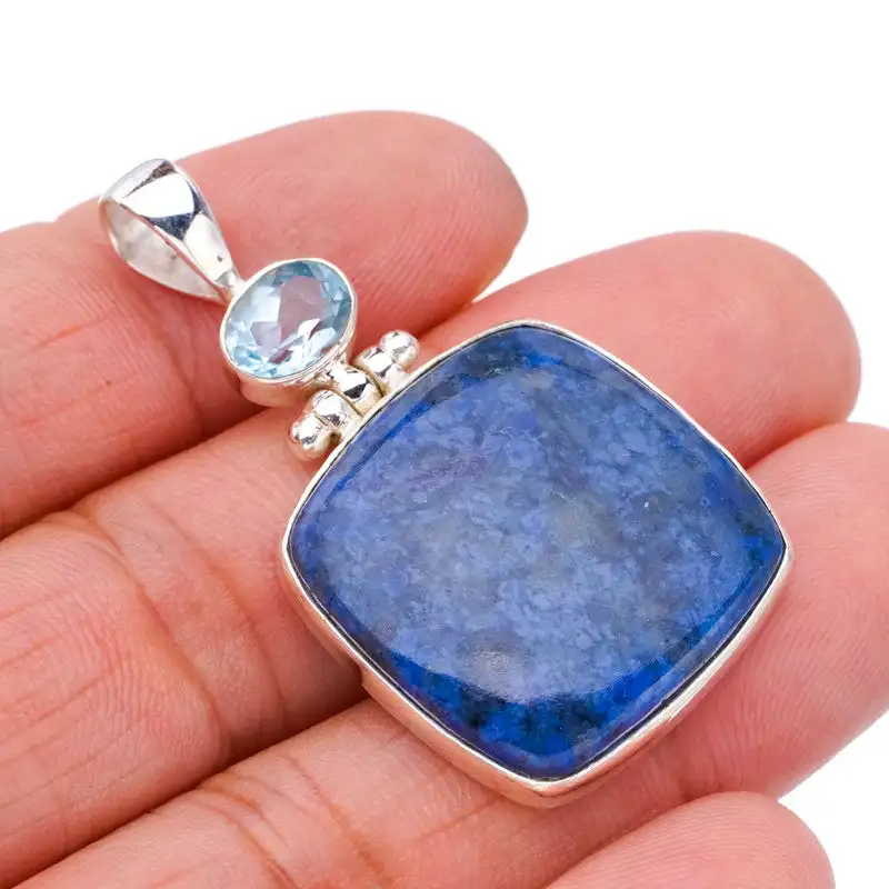 StarGems Sodalite синий топаз ручной работы 925 пробы серебряный кулон 1 75 &quotF4980