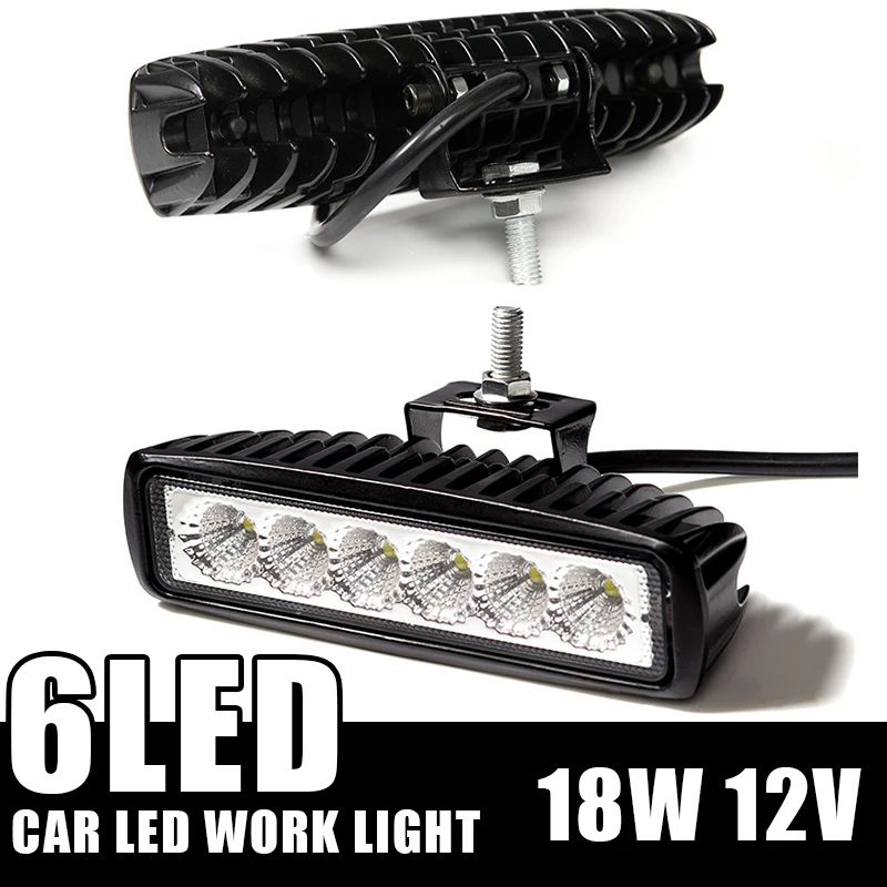 6 светодиодов, 18 Вт, 12 В, автомобильная Рабочая лампа, яркий водонепроницаемый прожектор для внедорожника, автомобильные фары для ночного вождения, противотуманные фары