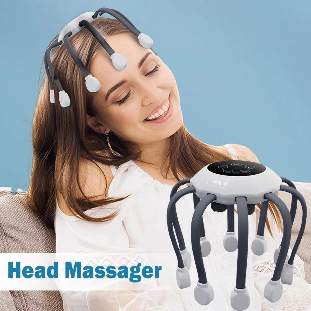 

Electric Head Massager Octopus Scalp Massage Vibration Head Scratcher Therapy For Relax Stress Relief Improve Sleep hair growth