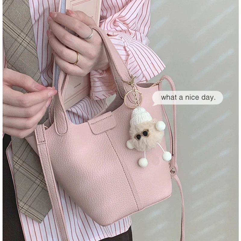 

New Fashion Women's Bag 2023 Simple Bucket Bag High Quality PU Classic Shoulder Bag Versatile Small Crossbody Bag