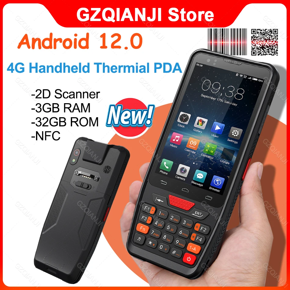 

Прочный КПК Android 12 OS 4G сеть Wi-Fi Bluetooth NFC считыватель 1D 2D сканер штрих-кода устройство для сбора данных портативный терминал устройства