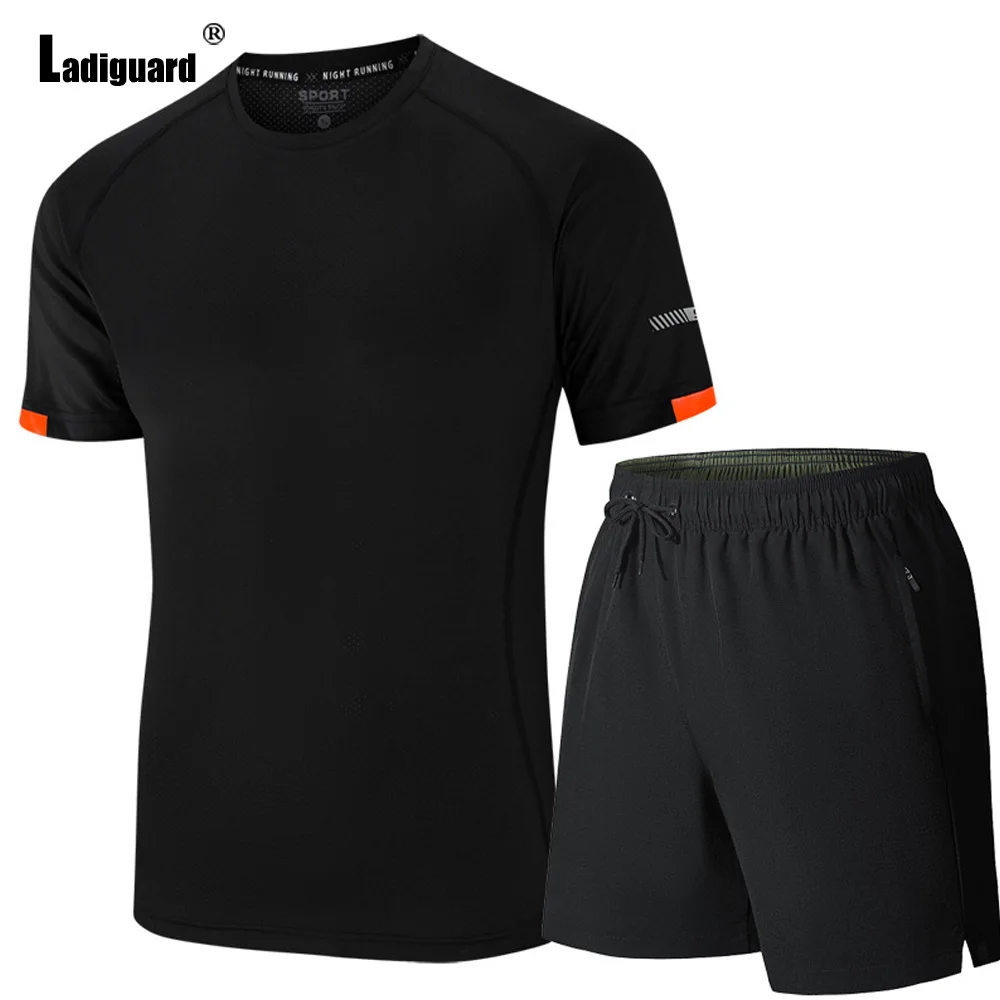 Ladiguard 2023 European Size Running Gym Sportwear Mens Fashion Tracksuit Sets Men Casual Outdoor Skinny Two-piece Outfits Homme