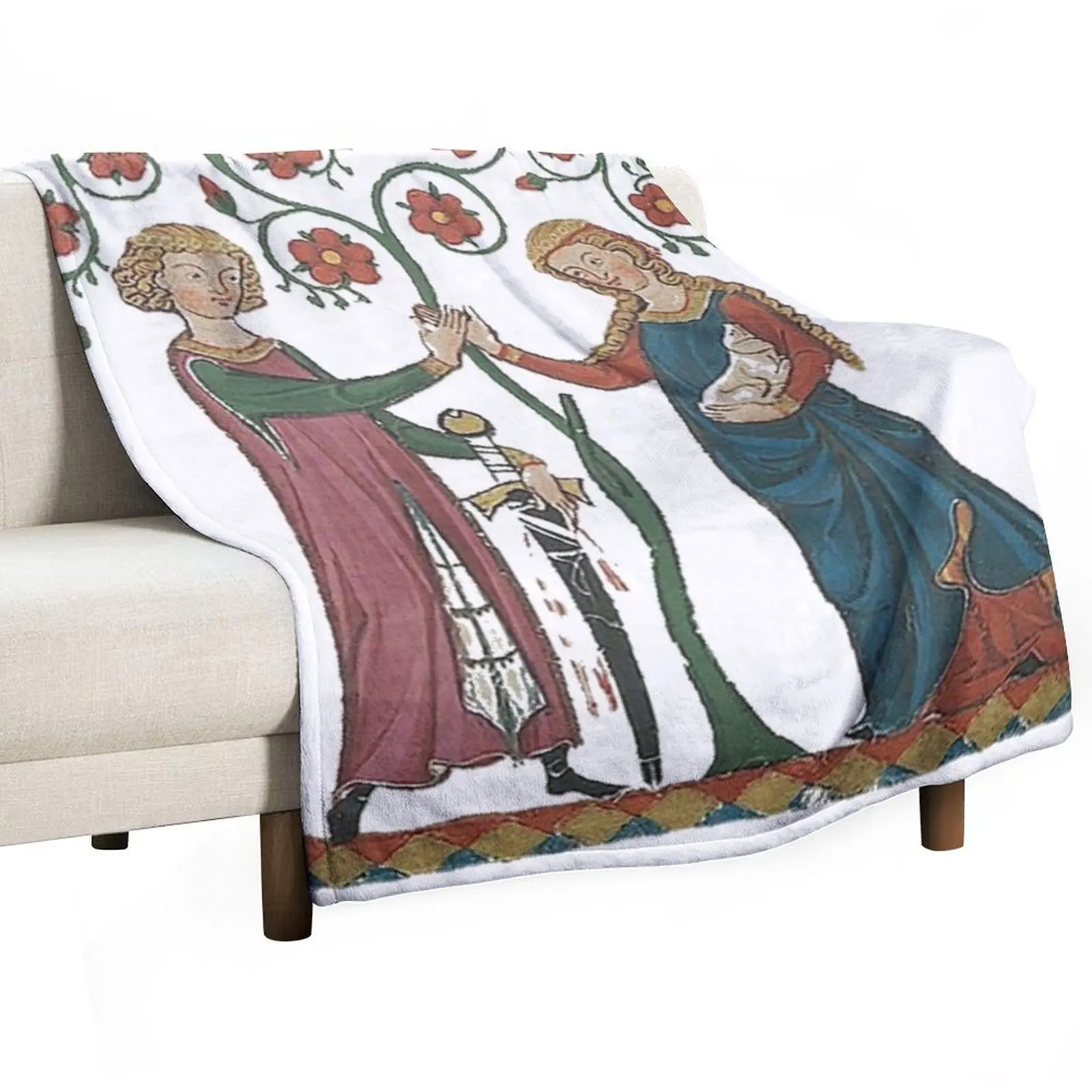 Средневековая пара немецкое одеяло около 1250 клетчатое мягкое