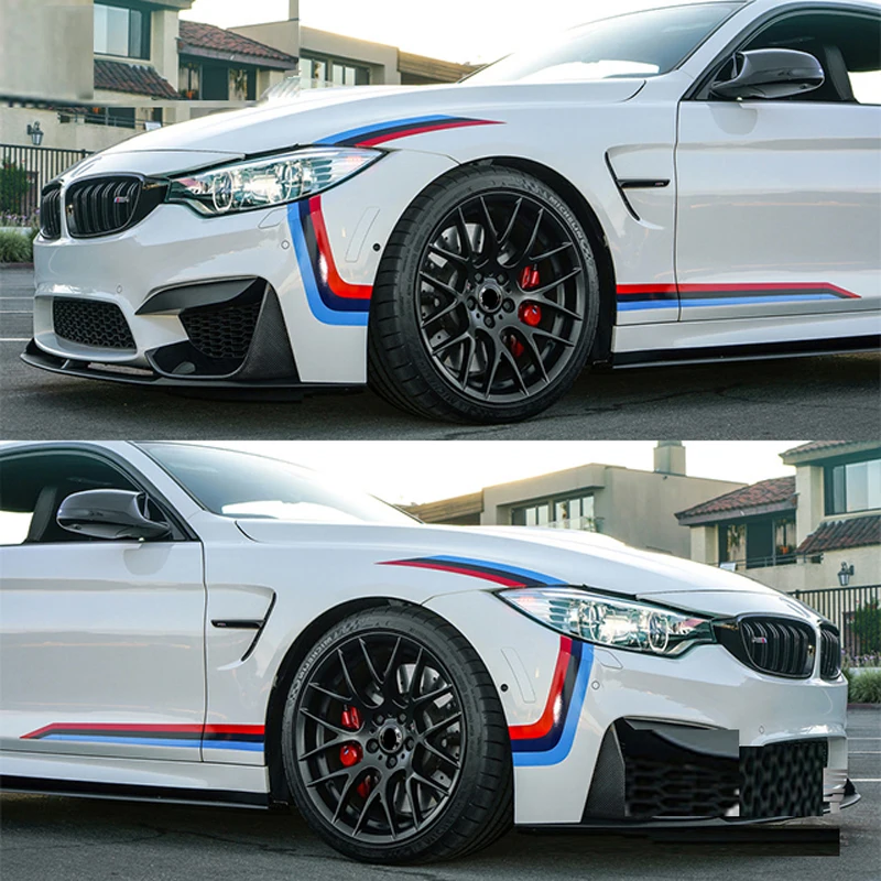 Tricolor Stripes PERFORMANCE Car Waist Lines Sticker Door Side Decal For BMW M Sport F20 F30 F10 F23 F45 F34 F80 E90 E82 F32 F82