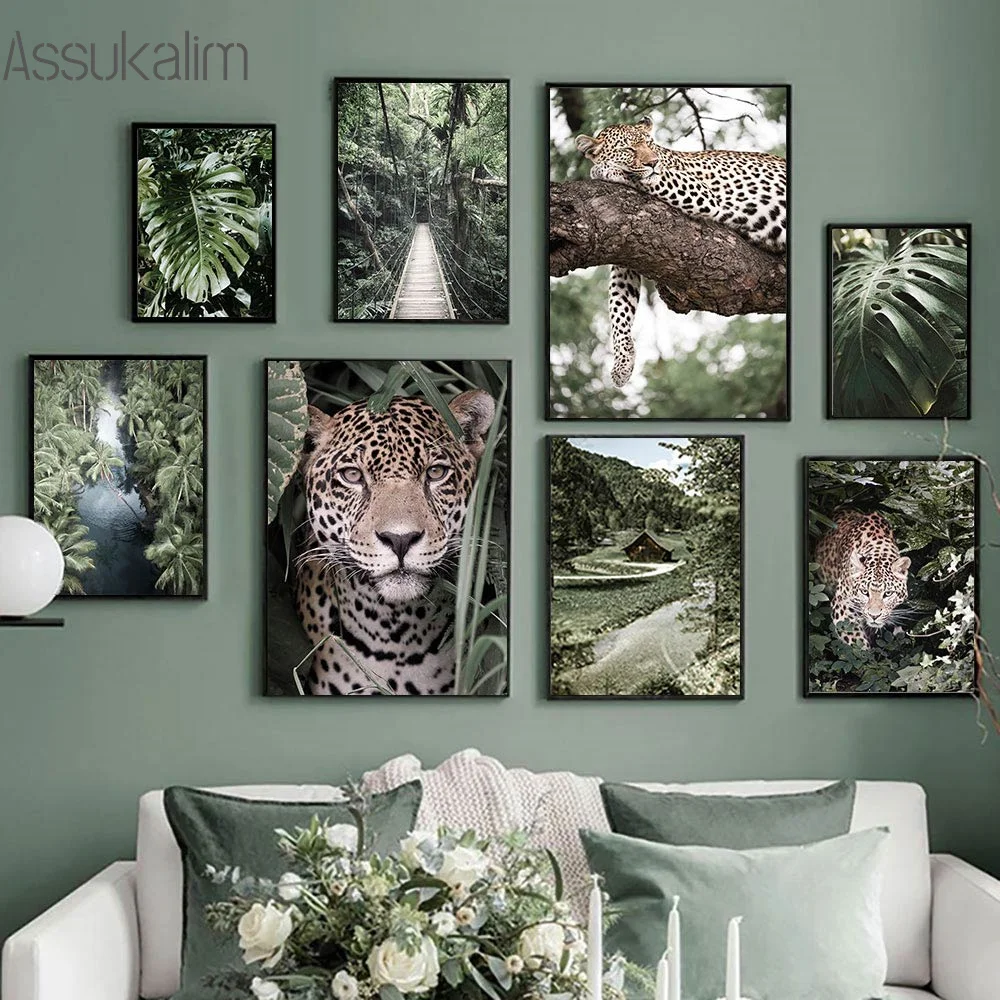 

Настенный постер с леопардовым дождем, Картина на холсте с леопардовым принтом, скандинавский пейзаж, декор для гостиной