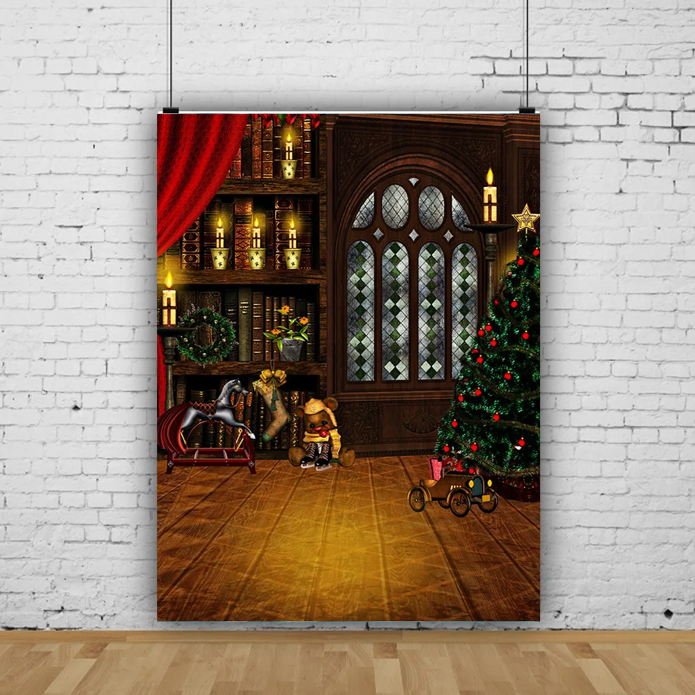 

ZHISUXI Christmas Tree Wooden Board Flower Wreath Gift Photography Window Snowman Cinema Background Prop SD-01