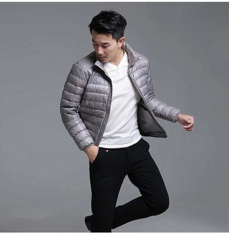 Men's Light Down Jacket Men's 2022 Autumn Winter New Casual Black Short Men's Jacket White Duck Down Jacket Coat For Men