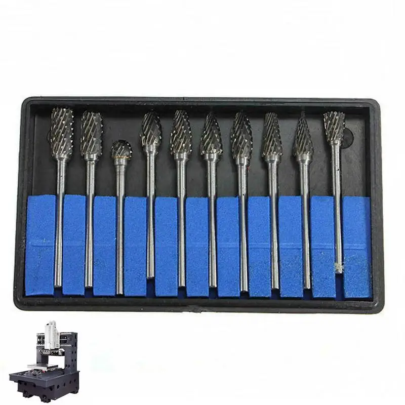 

Набор карбидных заусенцев, комплект из 10 роторных напильников из карбида вольфрама, для резки дерева и стали