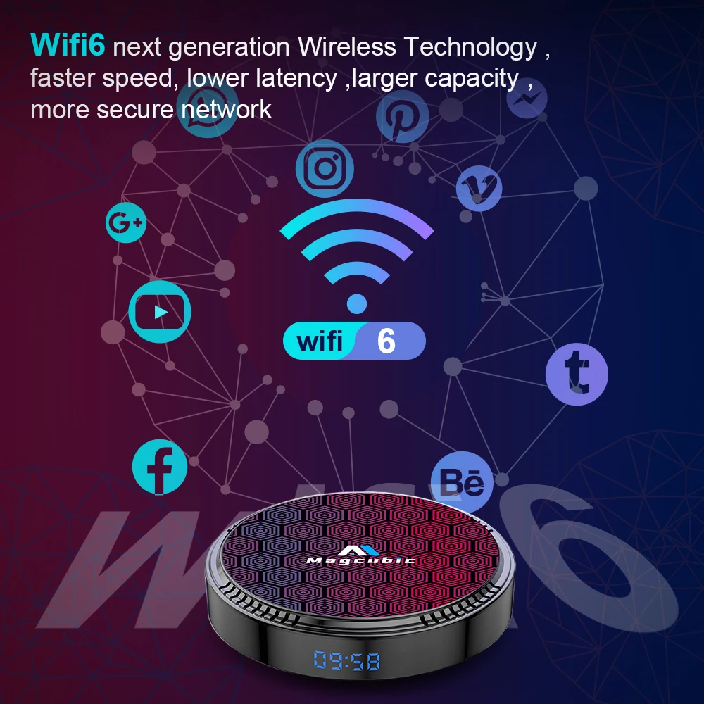 Magcubic Android 12 Allwinner h618 TV Box Dual WiFi Wifi6 100M LAN 8k 6k 3D BT5.0 OTA 32G 64G 128G Media Player Set Top on - Медиаплеер Magcubic Android 12 Allwinner h618 TV Box с двойным WiFi Wifi6, 100M LAN, 8k 6k 3D, BT5.0 OTA, 32G 64G 128G, установлен