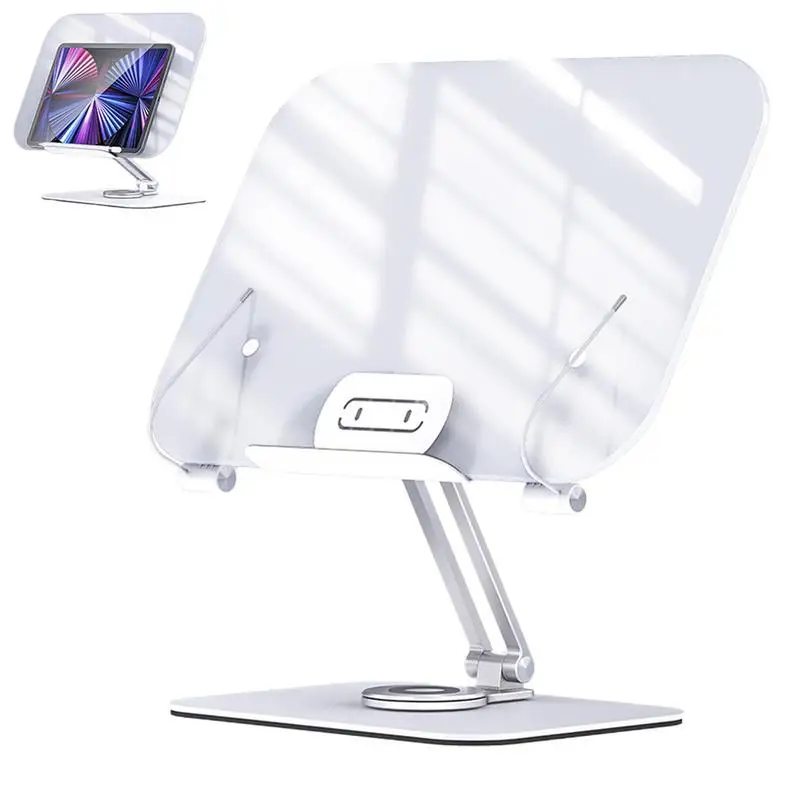 Portable Acrylic Reading Book Holder Support Document Shelf Bookstand Tablet Music Score Recipe Stand 360 Degree Rotating Base