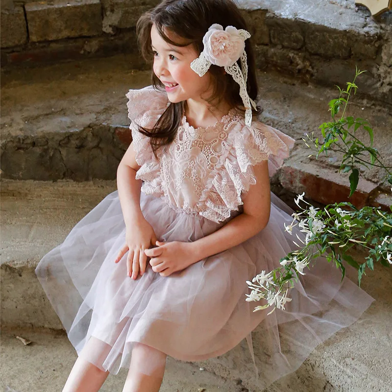 

Princess Dress for Girls 2023 Summer New Brand Korea Children's Clothing Princess Wind Lace Vest Gauze Skirt for Summer Dress