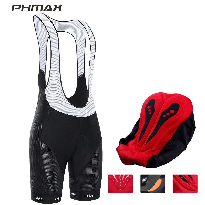 

PHMAX Men Cycling Bib Shorts With Pockets Summer Back Cutout MTB Bike Shorts Competitive Sponge Padded Lycra Bicycle Tights