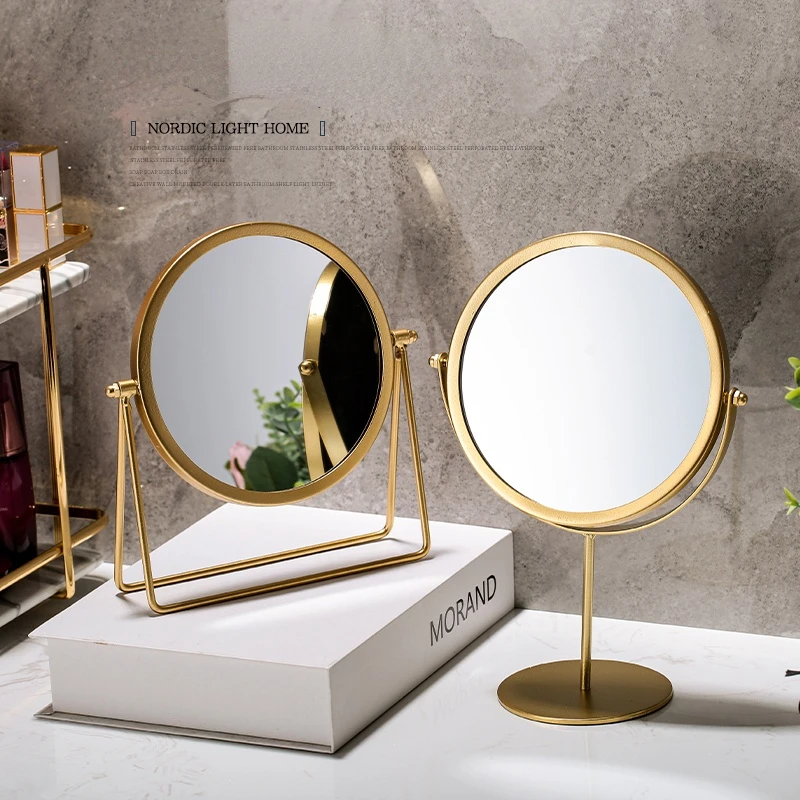 

Kagami Decorative Hand Makeup Mirror Table Vintage Round Bathroom Mirror Vanity Salon Decor Espejo Pared Room Decoration