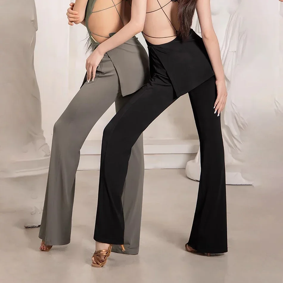 Брюки для латинских танцев с высокой талией одежда женская танцевальная женский