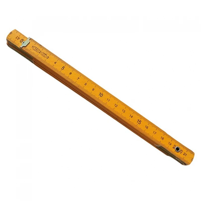 

1m Yellow Folding Wooden Ruler for Drawing Teaching / Carpenters with Metric Measurements, Double Sided Scale