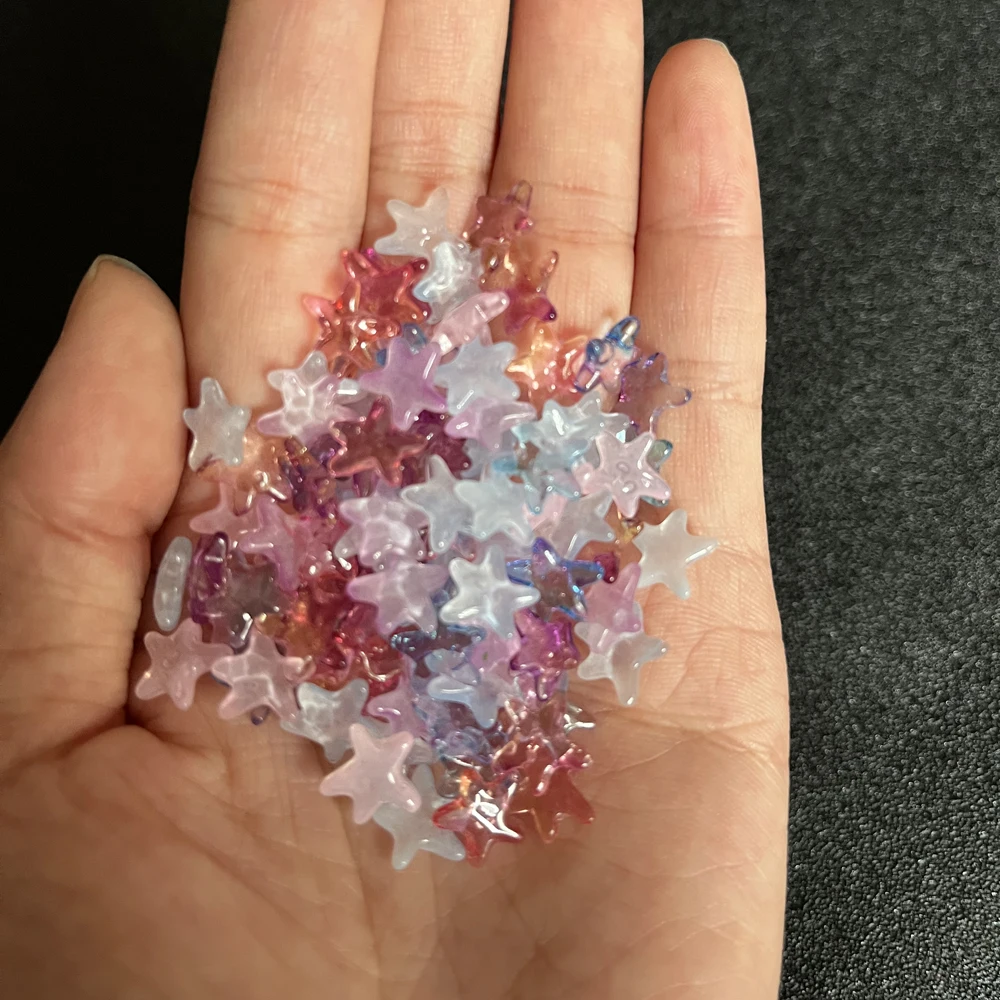 

100pc Crystal Glass Starfish Nail Parts Random Color Ocean Style Diamond Star Charm Gradient Candy Flatback Manicure Ornament 3D