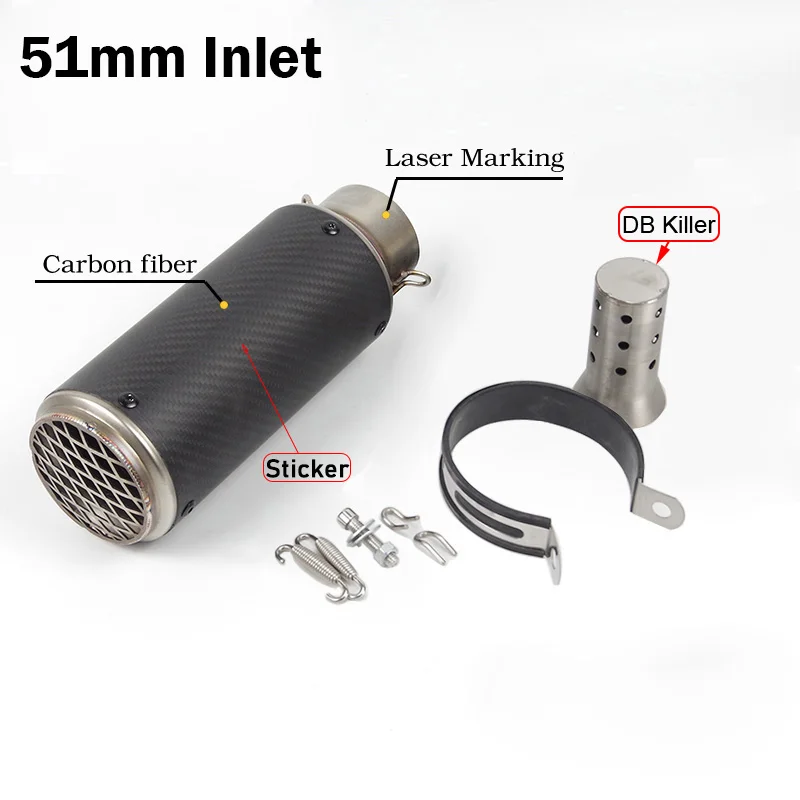 Выхлопная труба для мотоцикла, глушитель из углеродного волокна, 51 мм/60 мм, для Z900 PCX125 Z400 MT07 R3
