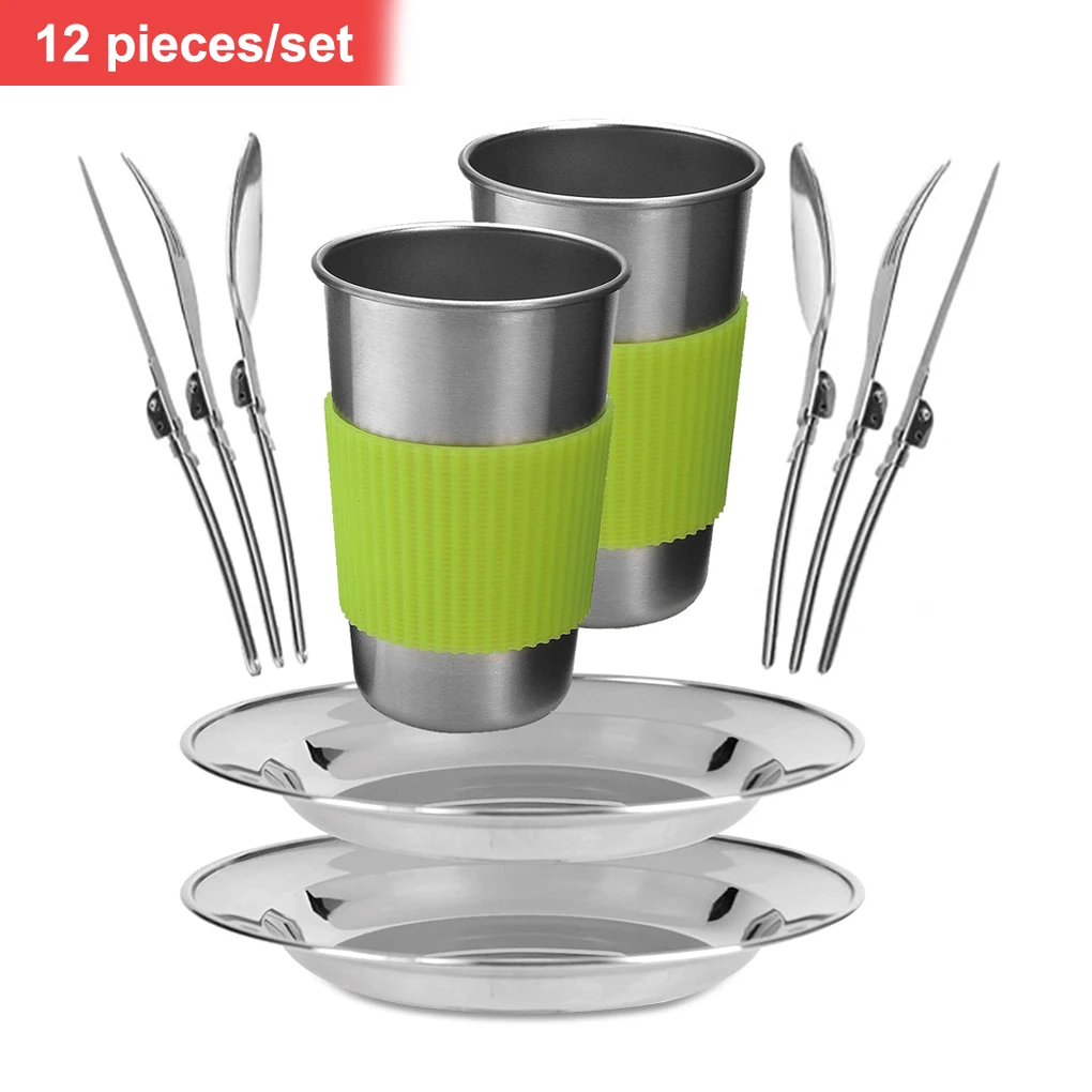 

Набор столовой посуды из 12 предметов для кемпинга, столовая посуда, легкая моющаяся ложка, вилка