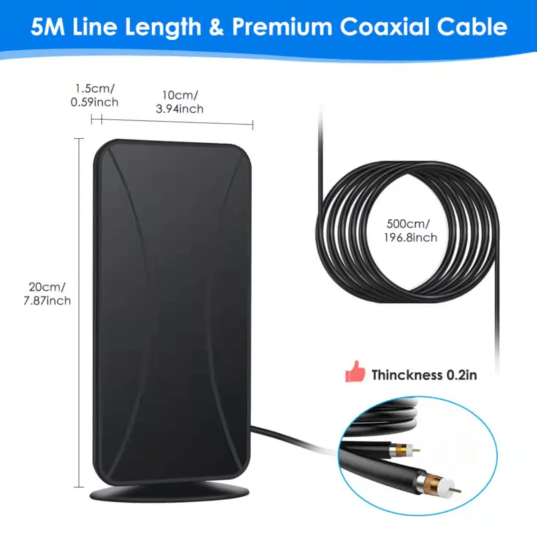 Free Shipping High-definition Indoor Amplified Digital TV Antenna 50-80 Miles With VHF/UHF Amplifier Fast Response Indoor And Ou