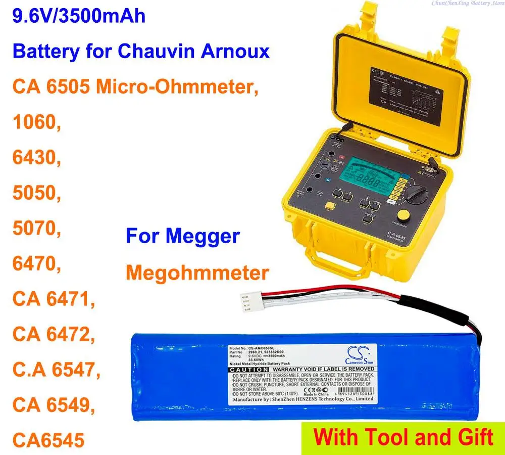 OrangeYu 3500mAh Battery for Chauvin Arnoux 1060,6430,5050,5070,6470,CA 6505 Micro-Ohmmeter,CA6545, For Megger Megohmmeter