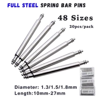 20pcs 10mm to 27mm full stainless steel spring bar release spring pins watch band strap replacement straight pin d1 3 1 5 1 8mm