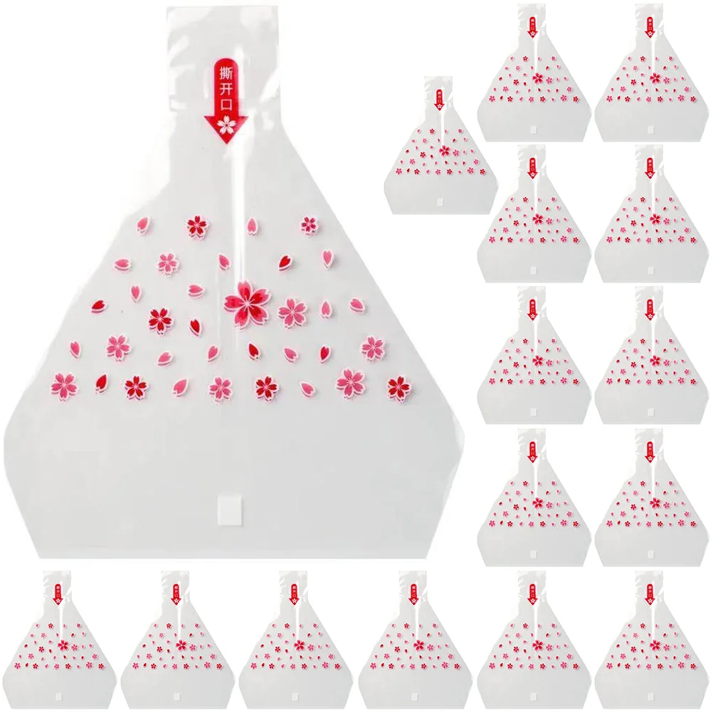 

100pcs Onigiri Bags Rice Ball Wrappers Triangle Sushi Packaging Bags with Stickers