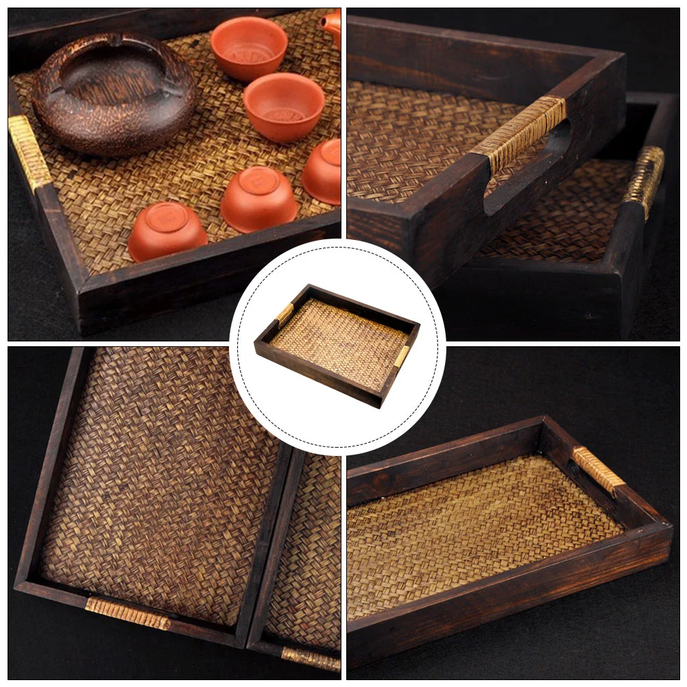 Деревянный поддон плетеный поднос журнальный столик чай Gongfu морская трава декор