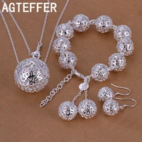 agteffer fine 925 sterling silver wedding women jewelry exquisite hollow necklace bracelets earrings set fashion jewelry set