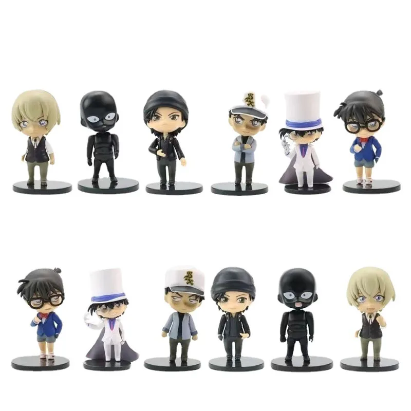 

6pcs/Set Detective Conan Edogawa Konan Kaitou Kiddo Hattori Heiji Furuya Rei Akai Shuuichi Q Version PVC Figures Toys Figurals