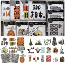 Tim holtz 크리스마스 다이 2024 할로윈 금속 다이 커터, 스크랩북 일기 장식, DIY 인사 카드, 수제 2023