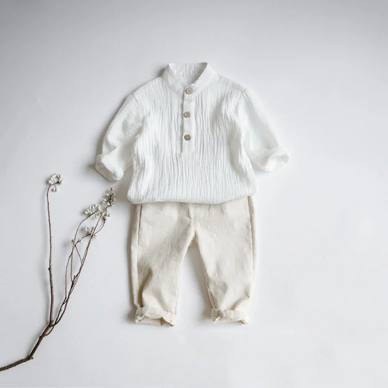 

Spring Autumn Toddler Baby Clothes Muslin Long Sleeve T-shirt + Pants Outfits Kids Boy Girl Cotton Tops Baby Clothing Set