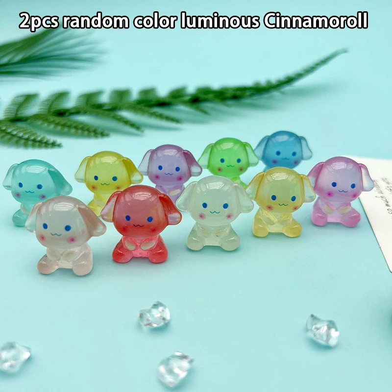 

2Pcs Cartoon Miniature Ornaments Cute Luminous Big Ear Dog Resin Ornaments Car Garden Home Decoration