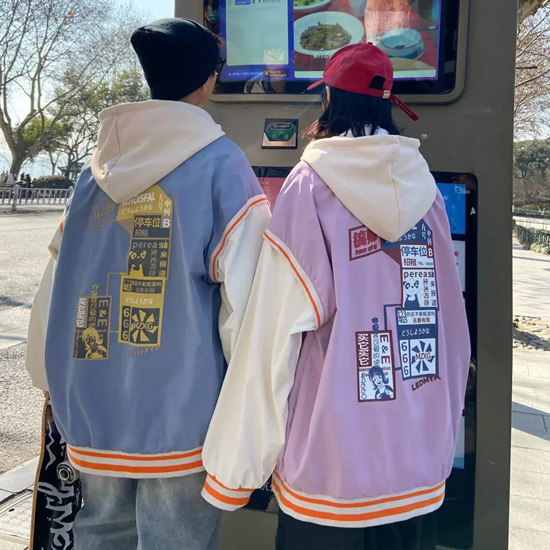 

Осенняя Новинка ветрозащитная парная куртка из двух частей ins японский женский трендовый повседневный жакет куртки для женщин зима